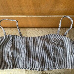 Pre-Loved Brandy Melville Grey Striped Bustier - Size S
